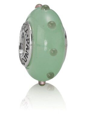 PANDORA Seeing Spots Green and Black Charm Authentic Murano Silver RARE